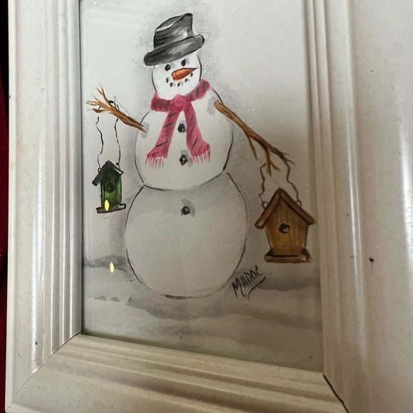 Original Watercolor by Mary Ann Dougherty, Snowman. - Picture 1 of 8